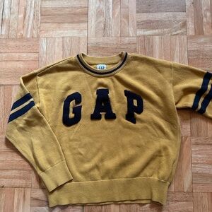 GAP Mustard Yellow Crewneck Sweater with Navy Appliqué